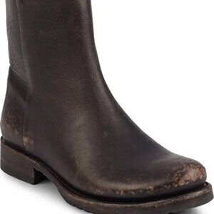 FRYE Veronica Zip Distressed Leather Bootie in Black